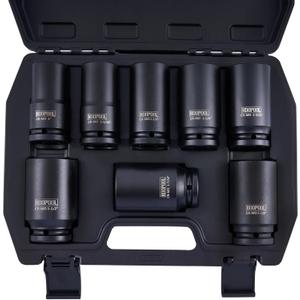 Axle Nut 3/4" Drive Deep Impact Socket Set, SAE, 1" to 1-1/2", 8pcs Heavy Duty Impact Socket Set for Large Auto Repairs, Agricultural implement (8pcs 3/4)