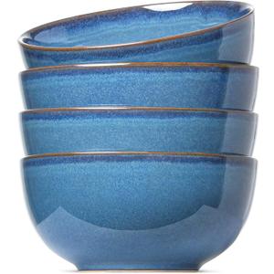 LE TAUCI Cereal Bowls 6 Inch, Ceramic Bowl Set for Soup, Dessert, Fruits, Salad, Noodle, Ramen, 22 Ounce Bowls for Kitchen, Set of 4, Ceylon blue