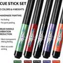 LOTKEY Pool Cue Sticks for Adults,Super Straightened Up 58'' 18 19 20 21oz Billiard Cues Canadian Maple Tacos De Billar Profesional Set of 4/3/2/1 House Bar Pool Que Table Beginner, Green 18, Red 19, Purple 20, Black 20, Orange 21oz