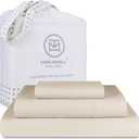 Threadmill 100% Cotton Sheets for Twin XL Size Bed - 600 Thread Count Twin XL Bed Sheets Set with 15 Deep Pocket - Sateen Weave 3-Piece Bedding Set with Cooling Effect, Beige (Light Beige Solid)