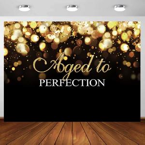 Sensfun Aged to Perfection Birthday Backdrop Glitter Bokeh Circles Photography Background Shiny 40th 50th 60th 70th 80th 90th 100th Birthday Decoration Banner Aged to Perfection Party Supplies 7x5ft