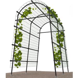 Garden Arch Trellis 7FT Extra Tall Polyethylene-Coated Stainless Steel Garden Trellis for Climbing Plants Outdoor Garden Trellis Arch for Cucumber Trellis | Gardening Trellis with Clips (Black)