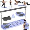 Pilates Board for Home Workout - Upgraded 7 in 1 Portable Pilates Reformer Set, Multifunctional Ab Trainer with Resistance Bands & LED Timer, Pilates Board for Women Full Body Workout Blue