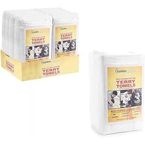 Commercial Grade Soft Plush Cotton Terry Towels, White, 150 count