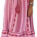 Women Boho Maxi Dress Crochet Patchwork Sleeveless Long Flowy Swing Dress Pink Beach Sundresses (Small)