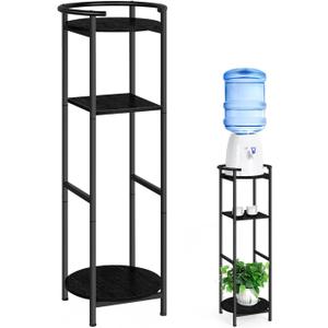 OYEAL Drink Dispenser Stand 3-Tier Water Bottle Jug Holder with 2 Storage Shelves, Multi-Tier Plant Shelf for Ceramic Water Dispenser, Water Filter Bottle, Water Crock Dispenser, Plants, Black
