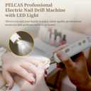 PELCAS 8 in 1 Cordless Nail Drill, Electric Nail Filer 5 Speeds Manicure & Pedicure Kit with LED Light, Electric Foot Callus Remover for Foot Callus, Toenail, Thick Nails, Finger Nails Golden