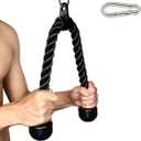 Tricep Rope 27 & 36 inches 2 Colors Fitness Attachment Cable Machine Pulldown Heavy Duty Coated Nylon Rope with Solid Rubber Ends
