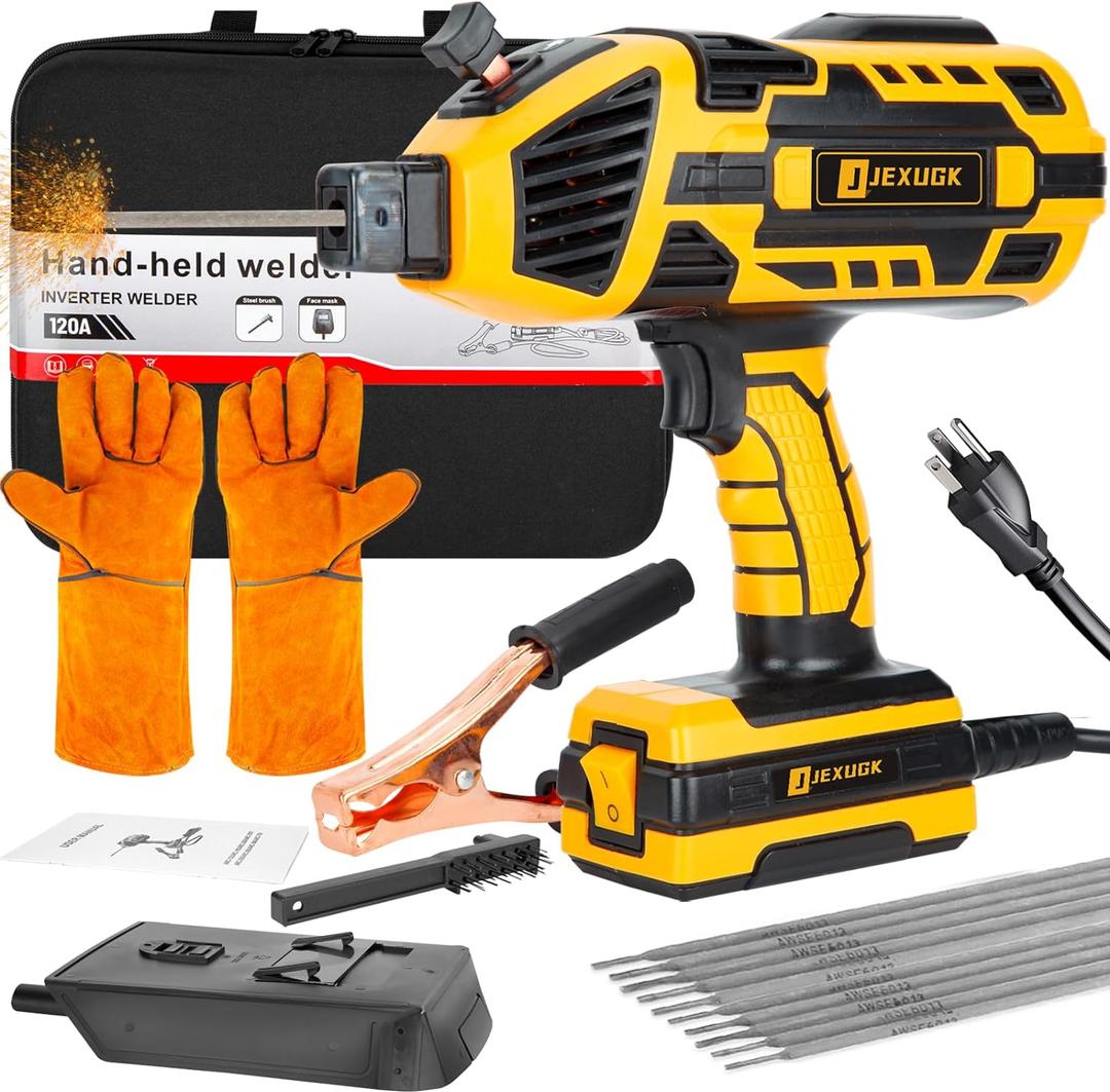 Portable Electric Welding Machine, 20-120A Upgraded 110V Handheld ARC Welding Machine with IGBT Inverter 6 Variable Current Adjustment, Welding Tool Set for 3/32"-1/8" Welding Rod Gift
