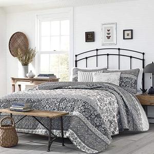 Stone Cottage - Queen Quilt Set, Reversible Cotton Bedding with Matching Shams, Ideal Bedding Set (Abbey Grey, Queen)