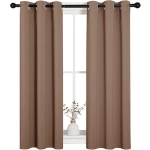 NICETOWN Blackout Window Curtains and Drapes for Kitchen, Window Treatment Thermal Insulated Solid Grommet Blackout Drapery Panels (Set of 2 Panels, 29 by 45 Inch, Cappuccino)