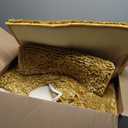 Madeals Chenille Bath Rug Sets 4 Piece with Toilet Lid Cover and Rug Set Combo, Soft Shaggy Bath Rug Set 3 Piece and U-Shaped Toilet Floor Rug Golden