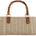 Straw Woven Handbags Handmade Summer Beach Bags Wicker Rattan Crossbody Bag for Vacation