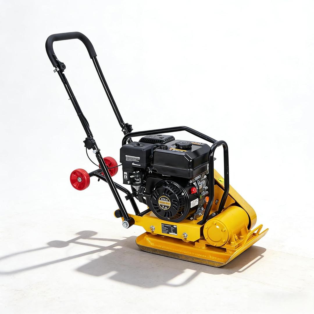 7HP Plate Compactor, 212CC Gas Engine, 4200lbs Power Jumping Jack Tamper, 22.1x15.9 in Plate Compaction Force Rammer Jumping Jack Tamper, 5600 VPM Pavement Compactor for Asphalts, Walkway