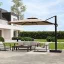 Garvee 10x10 ft Square Outdoor Umbrella, Cantilever Patio Umbrella | 360 Rotation & Adjustable Height, Heavy Duty Cantilever Patio Umbrella for Garden Poolside,Khaki
