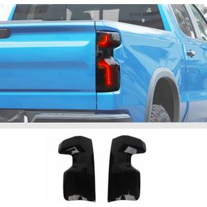 JWWY Tail Light Rear Light Garnish Cover Trim Fit for 20222026 Chevrolet Chevy Silverado, Rear Taillight Lens Overlay Exterior Accessories, Smoked Black