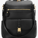 KKXIU Backpack Purse for Women - Multi-pocket Leather backpack for Travel, Work & School with Anti-Theft Lock Pocket, Luggage Strap & Water Bottle Pockets - 13x14x5.2 Inch, 1.67lb (Black)