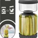 WhiteRhino Glass Pickle Jar with Strainer Flip,46oz longer Pickle Container,Hourglass Pickle Juice Separator Jar for Olives,Gherkins,Long cucumber or Sliced,Leakproof Dishwasher Safe