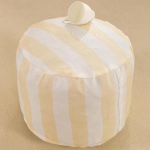 Waterproof Round Stuffed Pouf Ottoman, Indoor Outdoor Pouf Foot Stool Beige