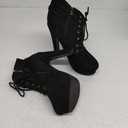 Susanny High Heel Boots for Women,Womens Platform Boot Heels Sexy Round Toe Lace UP High Heels Mid Calf Boots 47