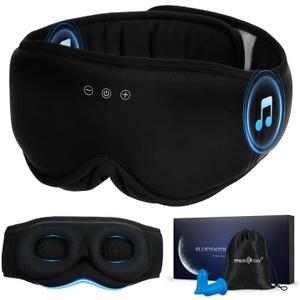 MUSICOZY Sleep Mask Headphones Bluetooth 5.4, 3D Blackout Eye Mask with Wireless Music Earphones, Hi-Fi SoundLong Battery Life Sleeping Headphones for Side Sleepers, Uniqe Gift for Men Women Travel