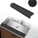 Kitchen Sink Splash Guard, 4 * 24 Sink Edge Protector with Suction Cups, Silicone Faucet Splash Guard & Draining Mat for Kitchen, Bathroom Sink, Steel, Granite, Quartz Countertops (Black)