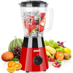Kitchen Blender, 500W Countertop Blender with 52oz Plastic Jar for Smoothies Milkshake Desserts Nut Butter, Cocktails Sauces (Red)