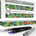 GenCrafts Watercolor Brush Pens  Set of 50 Premium Colors  Real Brush Tips  Washable & Nontoxic Markers  Portable Painting Set (1 Count (Pack of 50))