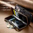 Defencase Compatible with iPhone 13 Case Wallet with RFID Blocking Card Holder for Women and Men, Fashion PU Leather Magnetic Snap Flip Zipper Strap Wallet Phone Case Fit for iPhone 13 6.1", Coffee
