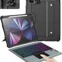 Nillkin iPad Pro 11(1st/2nd/3rd/4th Gen) & iPad Air 5th/4th Generation Case with Keyboard, Magic Trackpad, Rugged Case with Detachable Keyboard, 7 Backlight Colors, Portrait/Landscape Modes, Black