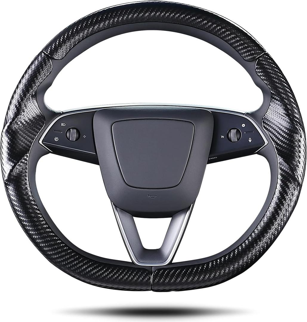 Steering Wheel Cover for Tesla Model Y Juniper (2025- Present) Model 3 Highland (2024- Present), Steering Wheel Accessories for Tesla Model Y Juniper / 3 Highland (Matte Black)