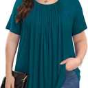 PEVRL Womens Plus Size Tops Summer Shirts Tunic Short Sleeve Crew Neck Loose Fit Blouse 5X
