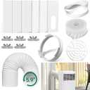 Portable Air Conditioner Window Vent Kit, 12Pcs with 6 Slide Seal Plates & 5.9 Exhaust Hose, Adjustable Portable AC Window Kit for Ducting Universal for Sliding Horizontal & Vertical Windows