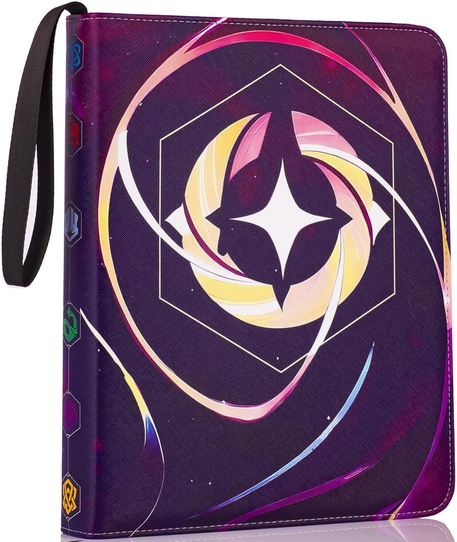 Binder for Lorcana Cards, Premium 990-Pocket Trading Card Album 3-Ring Compatible with Lorcana Cards, TCG Cards, other Game Cards-Purple