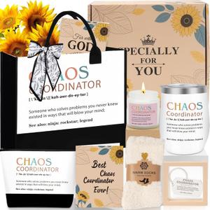 Awfrky Thank You Gifts for Women, Chaos Coordinator Gift Basket with Canvas Tote Bag for Coworker Manager Boss Lady Nurse Employee Teacher, Administrative Professional Day Gifts, Birthday & Christmas (Large)