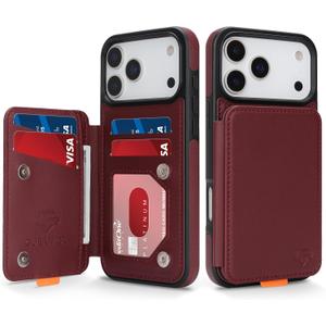 GUERNICA for iPhone 17 Pro (6.3") Case Wallet with Card Holder, RFID Blocking Leather Protection, Shockproof Women Men Phone Case for Apple 17 Pro, Wine Red