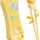 Training Chopsticks for Kids - Use Completely Harmless Material - Anti-Dislocation Buckle Design - Includes Portable Box (Yellow)