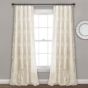 Lush Decor Nova Ruffle Window Curtain Panel Pair, 42"W x 84"L, Pale Yellow/Ivory