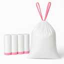13 Gallon Drawstring Trash Bags for Kitchen – Tall White Garbage Bags with Easy Tear-Off Roll, Heavy-Duty, Leak-Proof & Odor-Free – 120 Count