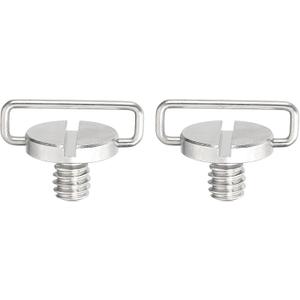 PATIKIL Camera Neck Strap D Ring Screw Holder 1/4", 2Pcs Stainless Steel Camera Fixing Screws for Wrist Strap Sling Tripod DSLR, Silver