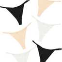 DEANGELMON Seamless G-string Thongs for Women - No Show Thong Underwear Low Rise Stretch Panties Workout Pack (Small, Milk Coffee - 6 Pack)
