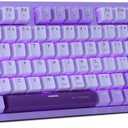 HUO JI Compact Mechanical Gaming Keyboard with Numeric Keypad, Purple LED Backlight, Blue Switch, Detachable Type C Cable, 94 Keys for PC/Computer/Laptop, White & Purple