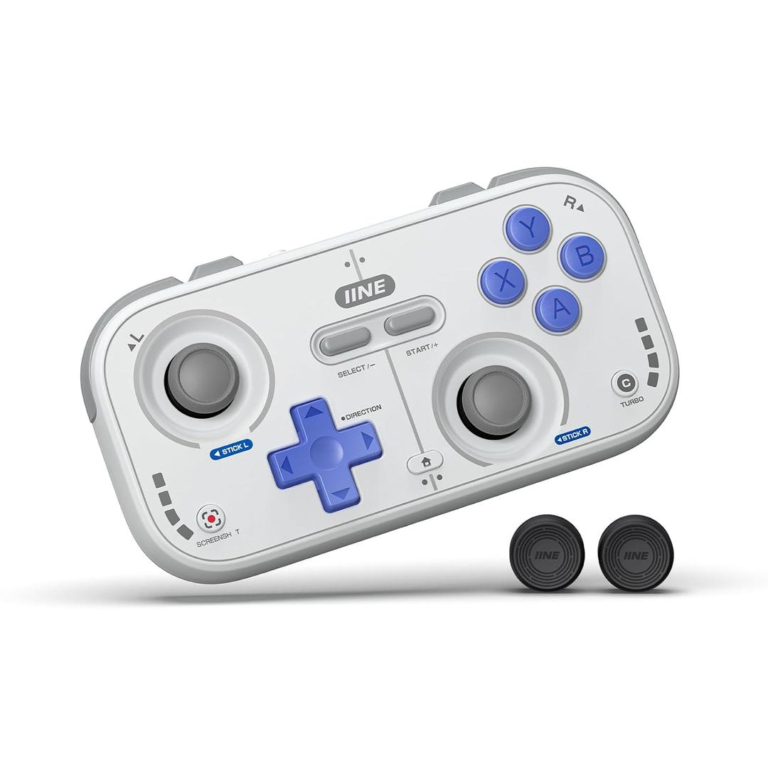 IINE Retro Pocket Wireless Game Controller Compact Gamepad with Hall Effect Joysticks, Customizable Buttons, 1000Hz Polling Rate Compatible with PC, Switch, Mobile, Steam Deck, Tablet (Grey)