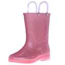 Wildkin Rain Boots for Toddler Boys & Girls, 100% WaterProof Rain Boots for Kids with Easy Slip-On Handles, Features No-Slip Tread, Ideal for All Seasons, Size 6 - Pink Glitter