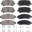 Front Rear Ceramic Disc Brake Pads Set for Acura MDX 2007-2013, for Acura ZDX 2010-2013, for Honda Pilot 2009-2011 8PCS (With Hardware)