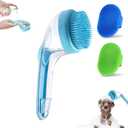 3Pcs Pet Bath Brush,Dog Scrubber for Bath,2 in 1 Dog Bath Brush, Dog Scrubber with Built-in Shampoo Dispenser,Grooming Massage Brush for Long Short Haired Dogs Cats Shower Supplies Set
