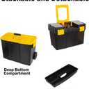 Portable Tool Box with Wheels - Stackable 2-in-1 Tool Chest with Fold-Down Comfort Handles, Tough Latches, and Removable Storage Trays by Stalwart