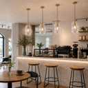 Glass Pendant Lights Kitchen Island Modern Gold Organic Clear Glass Light, 12in