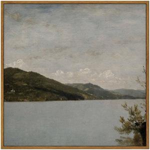 InSimSea Square Framed Canvas Wall Art, Classical Nature Landscape Paintings, Vintage Scenery Wall Pictures for Bedroom Bathroom Living Room, Canvas Prints Artwork, Retro Home Decor 16"x16" (Lake George)