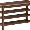 Shoe Bench Storage Rubberwood, Entryway Bench with 3-Tiers Height Adjustable, Shoe Rack Front Door Entrance Organizer for Hallway Living Room, Mudrooms, Walnut,31.5"